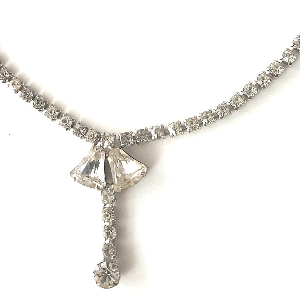 Wedding Bells Vintage Necklace Rhinestones 1950s Glamour Romantic